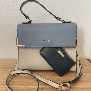 Dune London Blue and Cream Satchel with Pouch